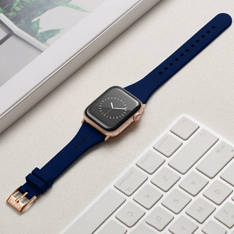 Silicone Band in Navy Blue with Gold Classic Buckle - The Gippsland - Compatible with Apple Watch Size 38mm to 41mm