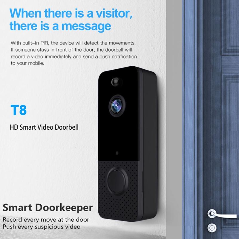 NNEDSZ Wireless Wifi Video Doorbell With Night Vision And Ai Recognition - 720P - 2600 Mah
