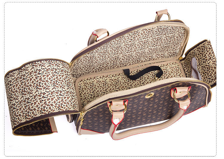 NNEDSZ Portable Pet Travel Bag - Anti-Crush Dog Carrier for Outdoor Trips (L-42x29x18cm, Coffee Color)