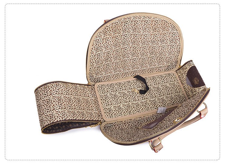 NNEDSZ Portable Pet Travel Bag - Anti-Crush Dog Carrier for Outdoor Trips (L-42x29x18cm, Coffee Color)